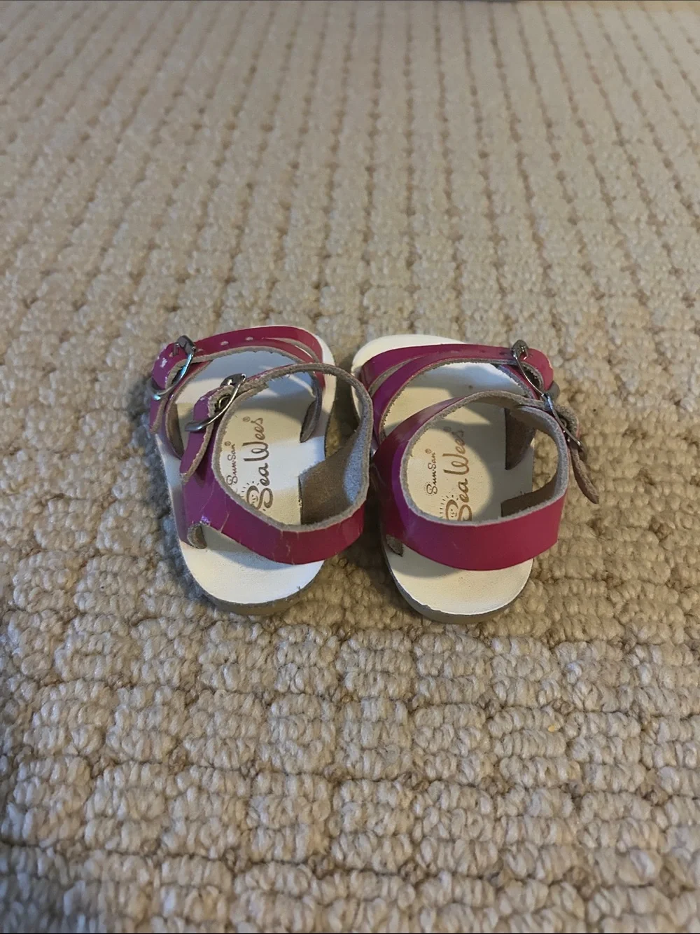 Sun Sans Sea Wee Girls' Pink Patent Leather Two-Strap Sandals